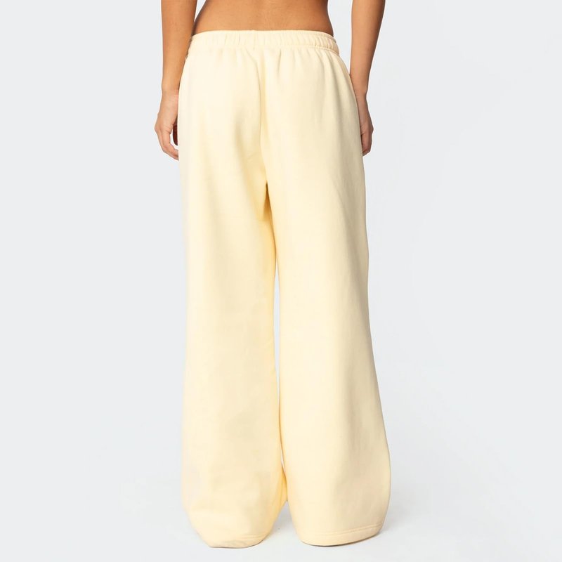 XBTCLXEBCO Wide Leg Sweatpants for Women Elastic Waist Baggy Lounge Track Pants Y2K Athletic Workout Joggers with Pockets (Light Yellow, S)