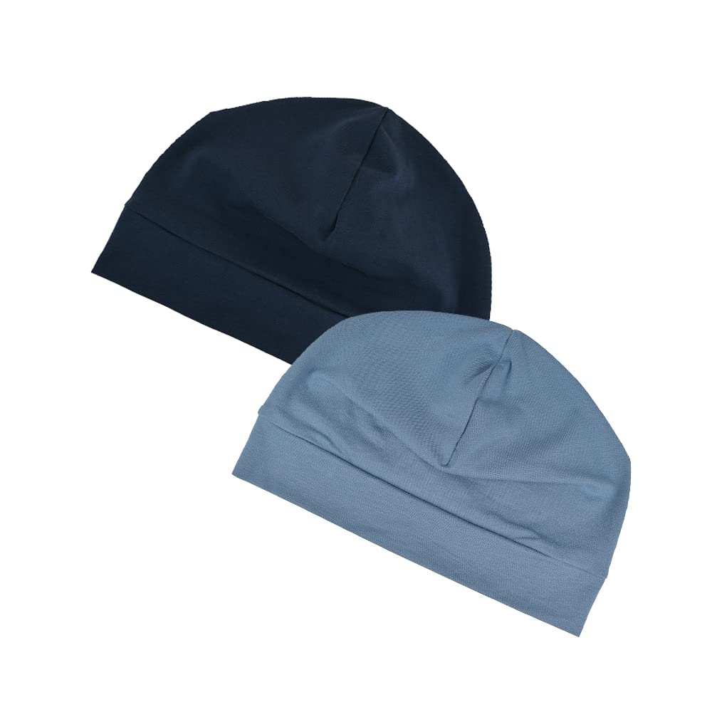 100% Cotton Skull Caps Beanie Sleeping Hats for Men Women 4-Pack Multi