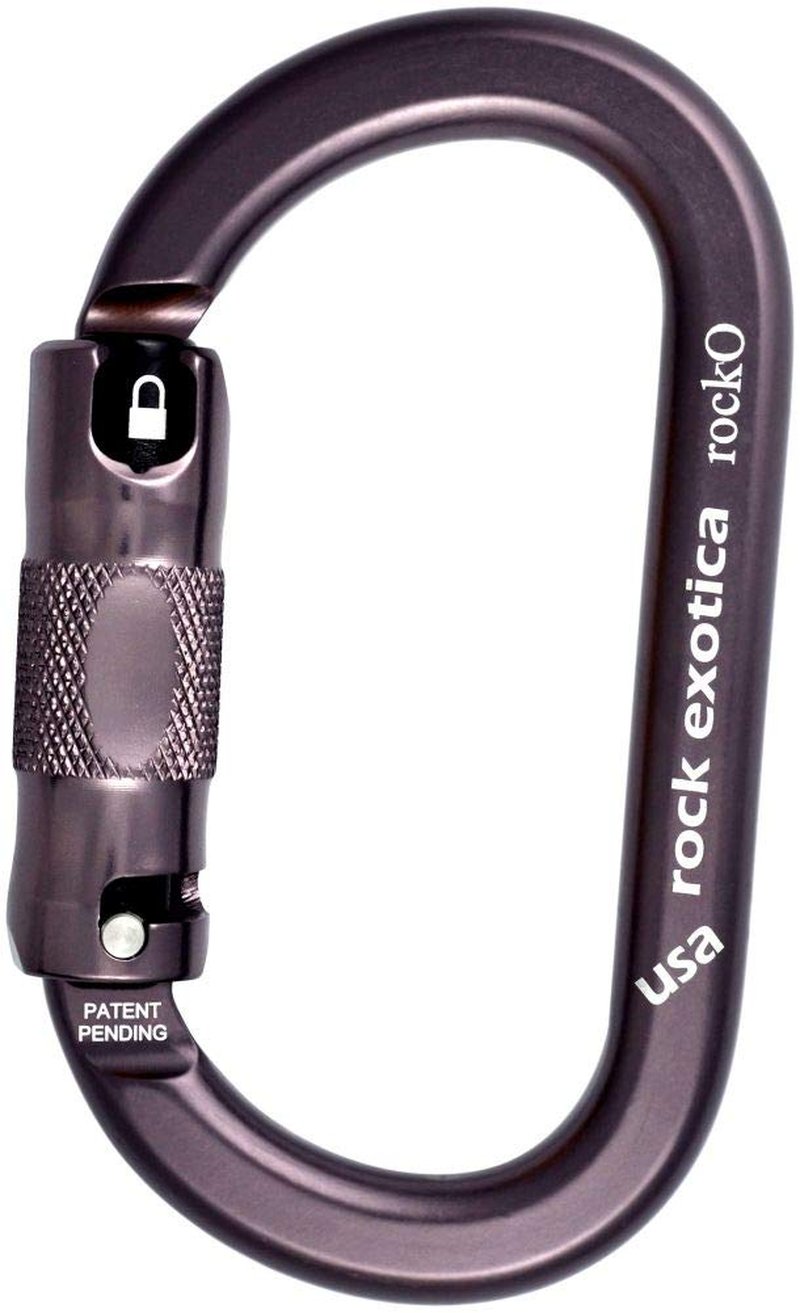 Rock Exotica Rocko Auto-Lock Carabiner - Heavy Duty 3-Stage Locking Carabiner for Rock Climbing and Professional Climbing Gear - High Strength Oval Shape Design – Made in The USA