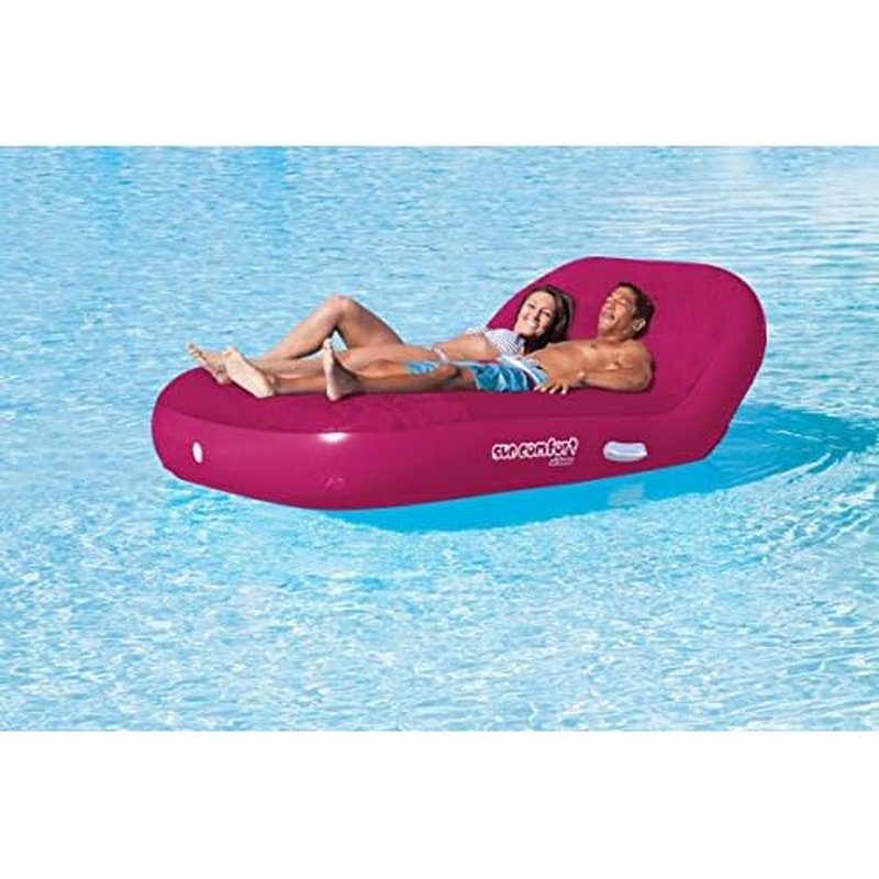 Airhead Sun Comfort Cool Suede Double Chaise Lounge Pool Float, Lake Chair