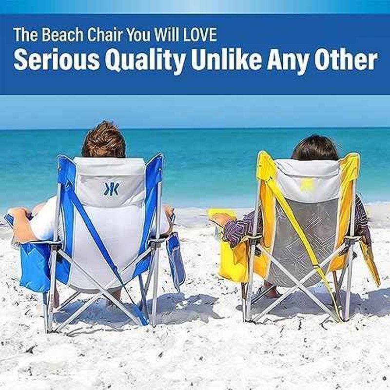 Kijaro Beach Sling Chair with Cooler Pocket - Various Fun Colors & Patterns - Perfect Beach Folding Chair and Camping Chair - Includes a Detachable Pillow