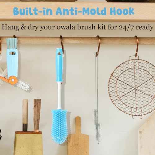 4 Pack Water Bottle Cleaning Kit Straw Cleaner Bottle Brush Cleaner for Owala FreeSip 24oz/32oz/40oz, Silicone Long Brush for Owala, Sport Bottles, Water Bottles, Coffee Mugs