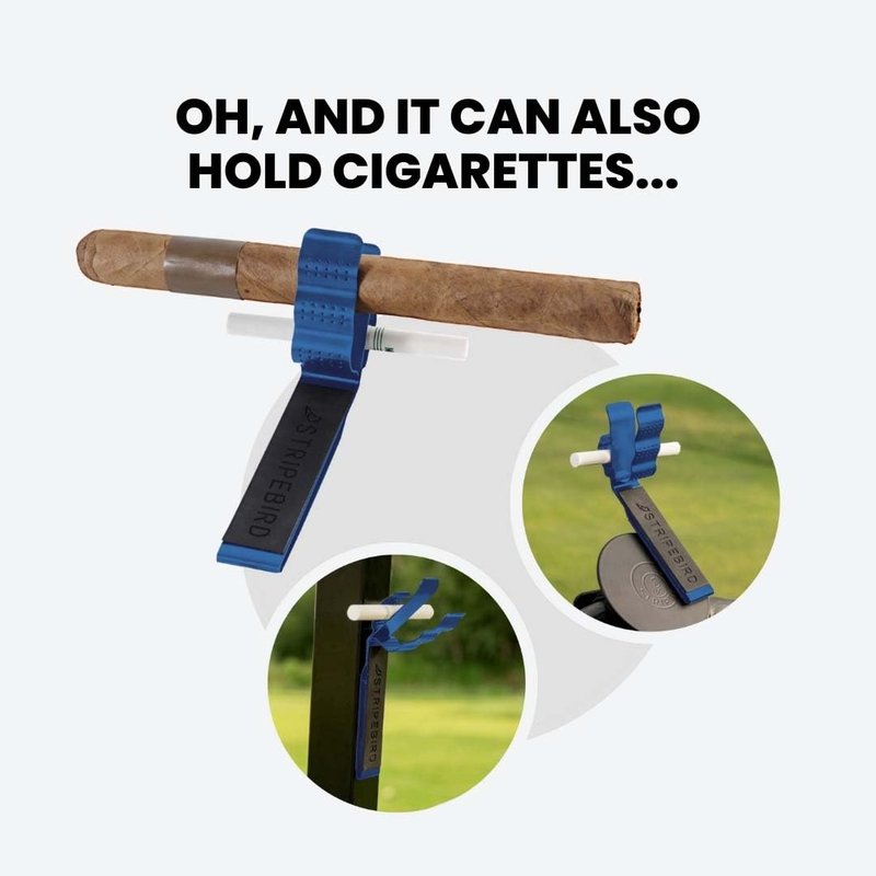 Stripebird Magnetic Golf Cigar Holder - Durable Aluminum Alloy with Neodymium Magnets - Magnetically Attached to Golf Cart, Irons, Push Cart & Hub Mount - Easy Clamp Design & Cigar Clip - Blue
