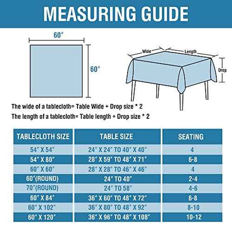 H.VERSAILTEX Linen Textured Tablecloth 60 x 60 Waterproof Decorative Table Cloth Spill-Proof Linen Look Cover for Party Table Extra Soft and Thick Fabric Wrinkle Free, Heather Aqua Gray