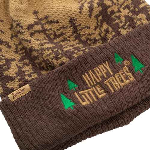 Calhoun Officially Licensed Bob Ross Happy Litte Trees Jacquard Knit Roll Up Beanie