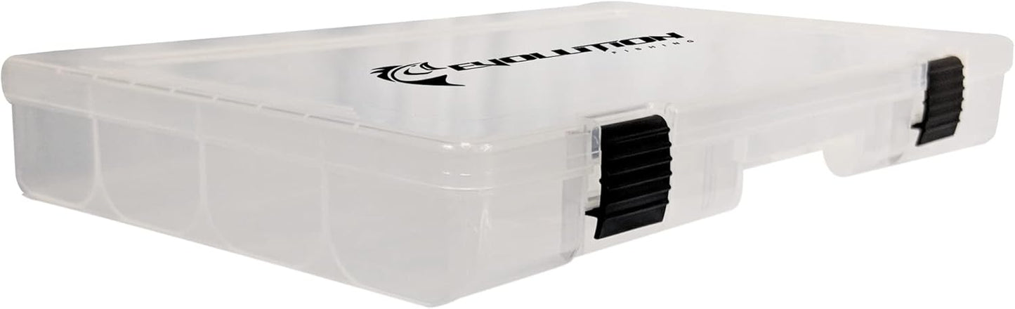 Evolution Fishing Tackle Tray Box - 3600 Clear Utility Box with Removable Compartments for Easy Storage