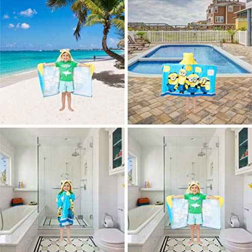 Despicable Me Minions Bath/Pool/Beach Soft Cotton Terry Hooded Towel Wrap, 24" x 50", By Franco Kids