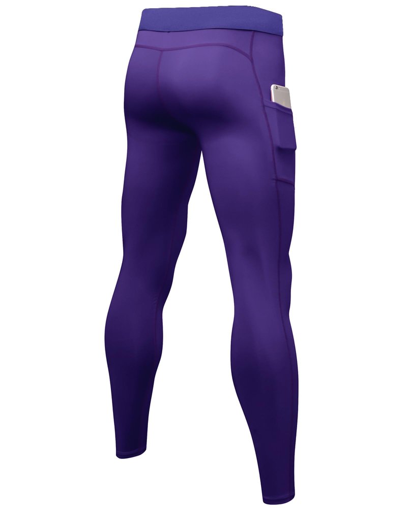 SPVISE Purple Men's Soft Compression Pants Tights Leggings Running Workout Pants Active Base Layer for Basketball Football