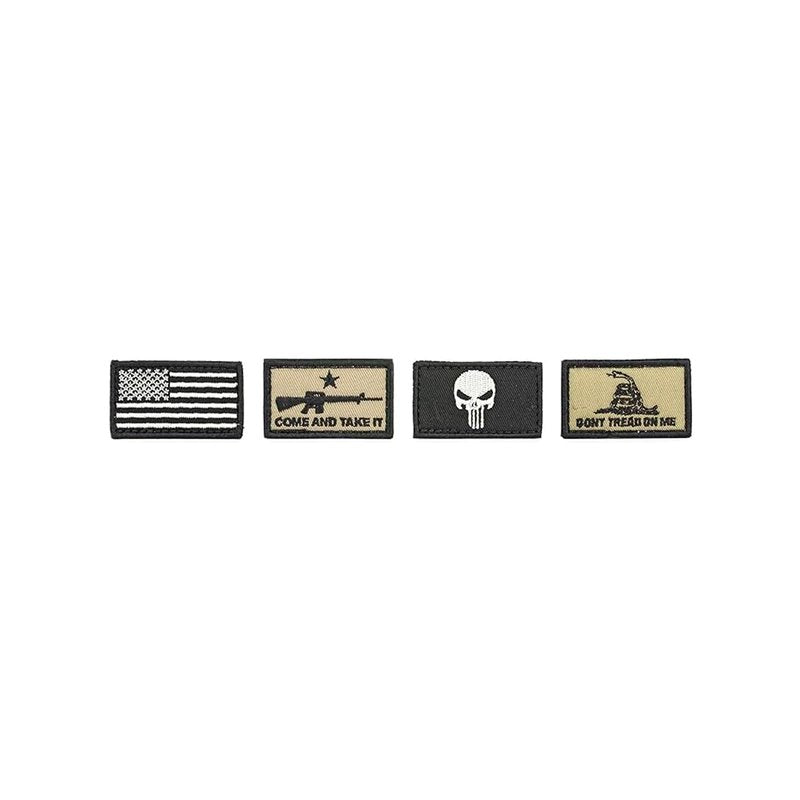 Walker's Razor Patriot Patch Kit Hook & Loop Attachable Embroidery Design Patch Set for Earmuffs, Hats, Backpack, Military Shooting Outdoor EDC Uniforms & Gear - 4 Pcs - American Flag