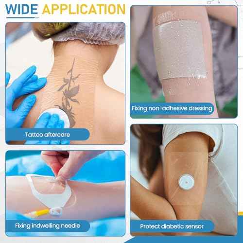 40 Packs Transparent Film Dressing 4" x 4.75", Waterproof Bandages for Wounds, Wound Dressing for Shower or IV Shield, Tattoo Aftercare Bandage, Clear Bandages for Wound Care
