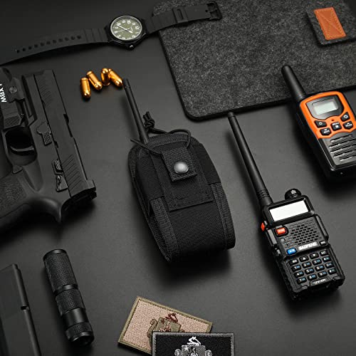 Tactical Radio Holder Radio Holster Molle Radio Pouch Universal Radio Case Military Heavy Duty Radio Bag for Police Firefighter Two Ways Walkie Talkies Vest (Black-small)