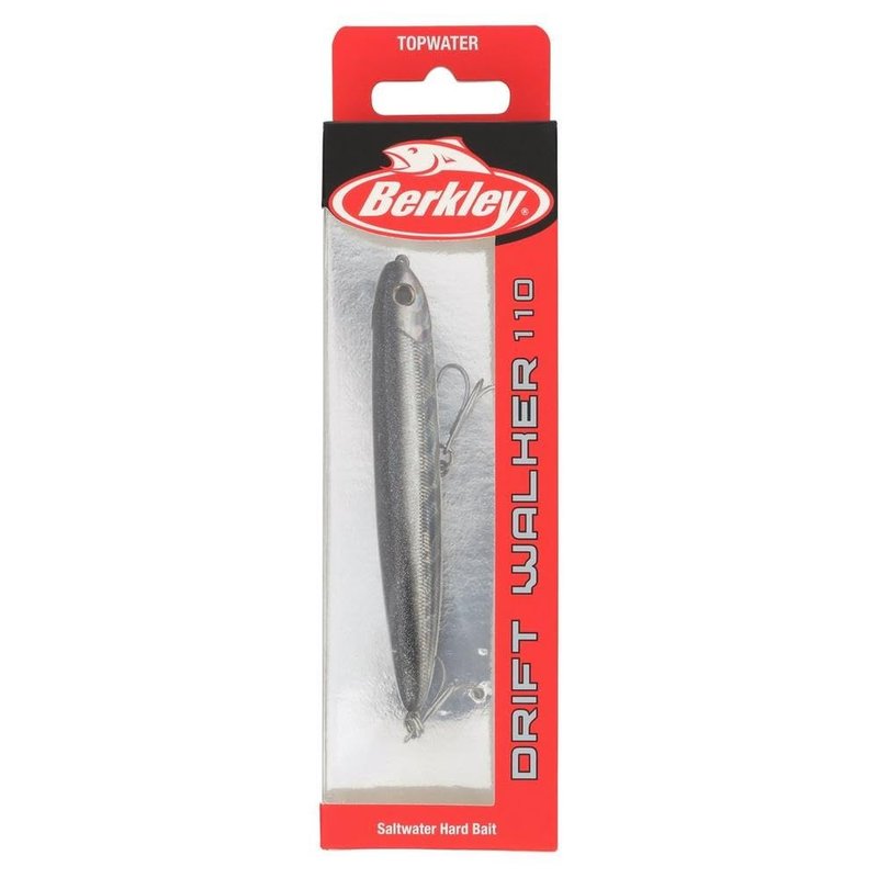Berkley Saltwater Drift Walker Topwater Fishing Lure, Black Silver, 1/2 oz, 4.3in, Tail Weighted Design Tuned for Casting Distance, Equipped with Fusion19 Hook