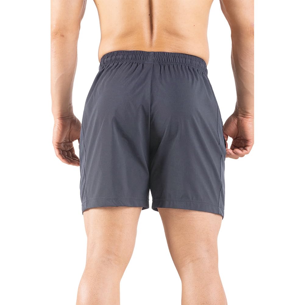 Gaglg Men's 5" Running Shorts 2 Pack Quick Dry Athletic Workout Gym Shorts with Zipper Pockets Dark Grey/Light Grey,Medium