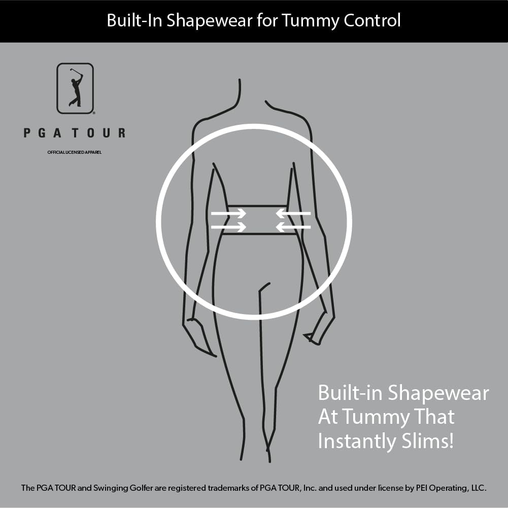 PGA TOUR Women's Tummy Control Pull-on Waistband Golf Pants, Caviar Black, Large