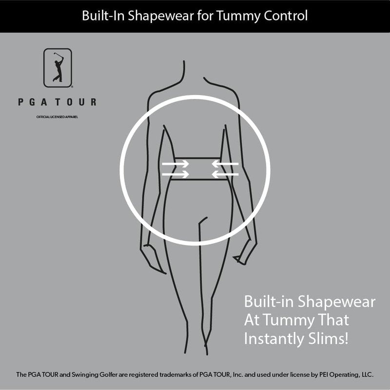 PGA TOUR Women's Tummy Control Pull-on Waistband Golf Pants, Caviar Black, Large