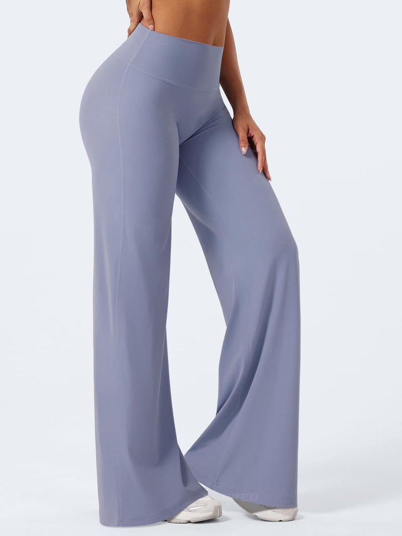 YEOREO Workout Leggings Womens No Front Seam Straight Leggings 35" High Waist Buttery Eddiy Gym Yoga Pants Granite Blue L