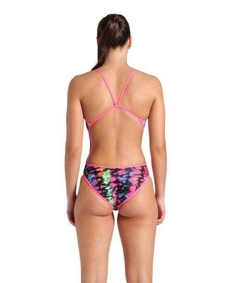 ARENA Performance Reversible Women's Sports Swimsuit Challenge Back One Piece Training Suit Competitive Swim Athletic Ladies Bathing Suit, Royal Multi/Shocking Pink, US Size 36
