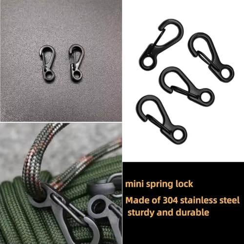Stainless steelMini SF Carabiner Clips Tiny Spring Snap Hook Keychain Clasps EDC Small Hanging Buckle for Backpack Camping Bottle Using Accessories Paracord Tactical Survival Gear£¨4-PCS £©