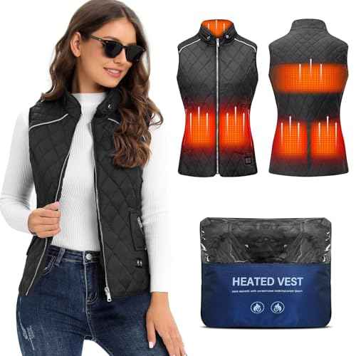 SEMANJLL Heated Vest for Women, 6 Heated Zones Neck Heating Women Heated Vest Coat(10000mAh Battery Pack Included