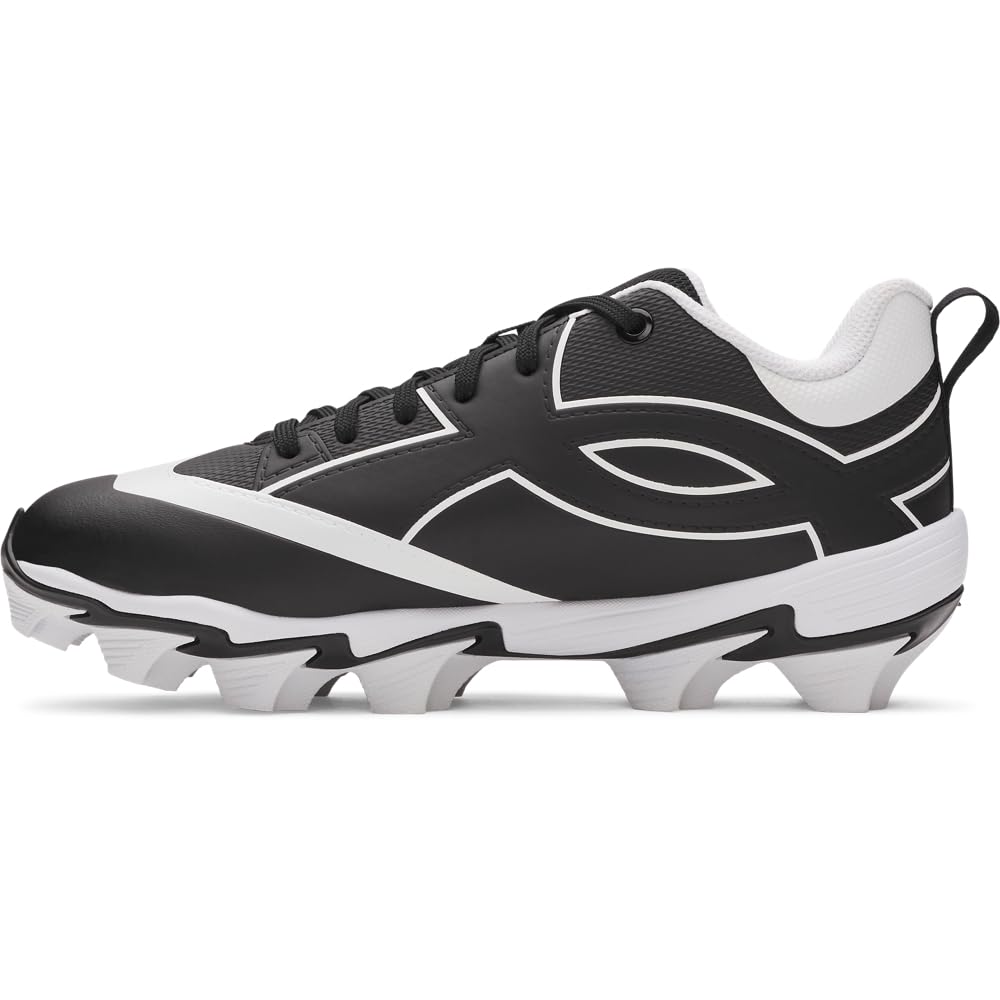 Under Armour Boys' Leadof Icon Low RM JR Baseball Cleats, (001) Black/Black/White, 3, US