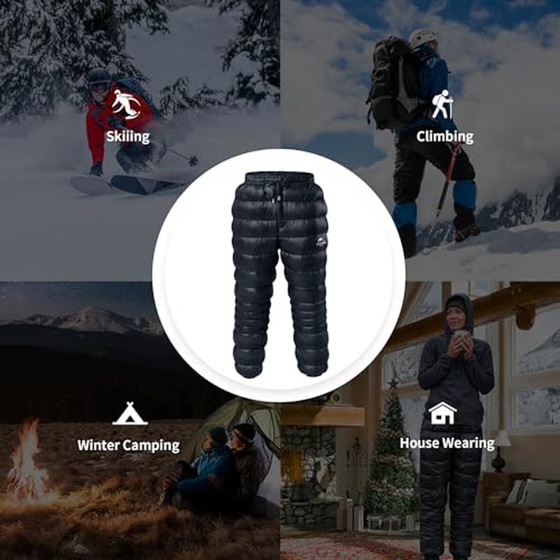 Naturehike Down Pants,Men's Women's Puffy Pants,Winter Warm Outdoor Men Women Ski Snow Pants,Camping Hiking Pants
