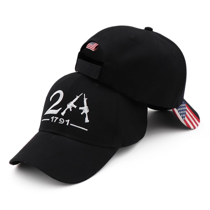 JUSOCC 2A 1791 Hats Embroidery Adjustable American Flag Baseball Cap (US, Alpha, Medium, Black)