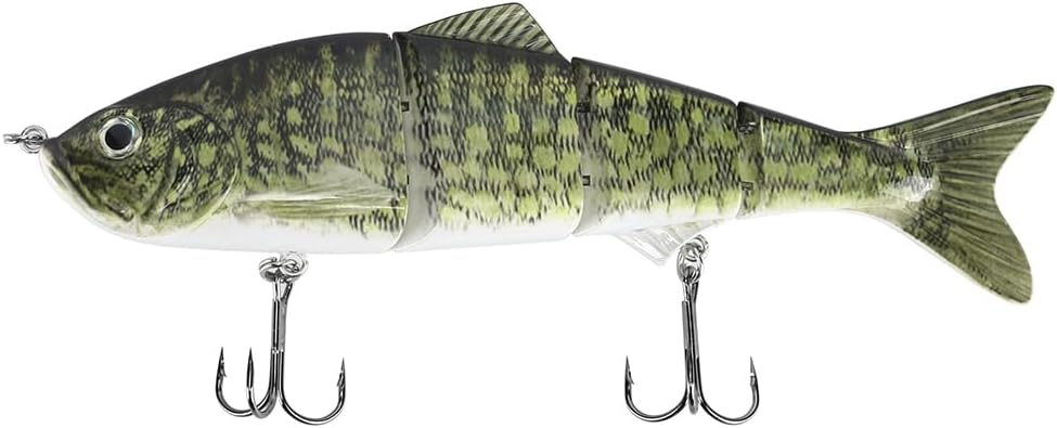 10-Inch Multi-Jointed Swimbait Fishing Lures - 4-Segment Giant Sinking Bass Crankbaits with Treble Hook