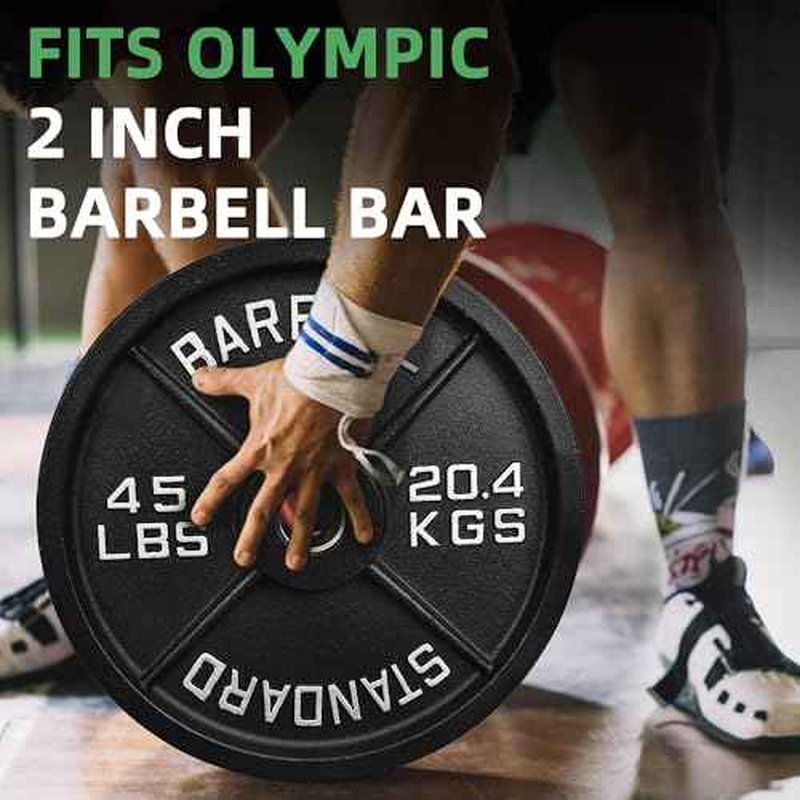 Fitvids 2-Inch Olympic Cast Iron Weight Plate for Strength Training & Weightlifting Home Gym Exercise, Multiple Sizes