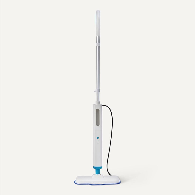 Steam Mop for All Sealed Hard Floors - Heats Up in 30 Seconds | Chemical-Free Cleaning, 3 Washable Pads, 20-Foot Cord, White
