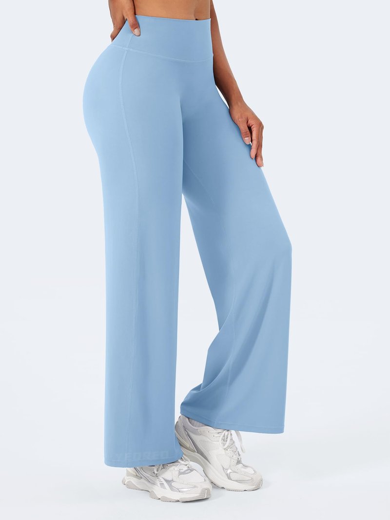 YEOREO Workout Leggings Womens No Front Seam Straight Leggings 29" High Waist Buttery Eddiy Gym Yoga Pants Airy Blue XS