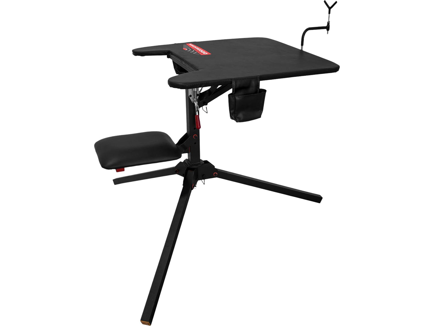 Birchwood Casey Swivel Action Shooting Bench with Thick Padded Seat, Extended Arm Rests, Padded Vinyl Cover, Gear Pouches & Adjustable Coated Gun-Rest