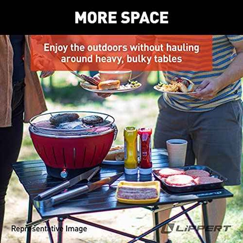 Lippert HD Hybrid Foldable Camp Table with Carry Bag White 27 1/2¡± x 27 1/2¡± x 27 1/2" (H x W x D),Hammer Grey