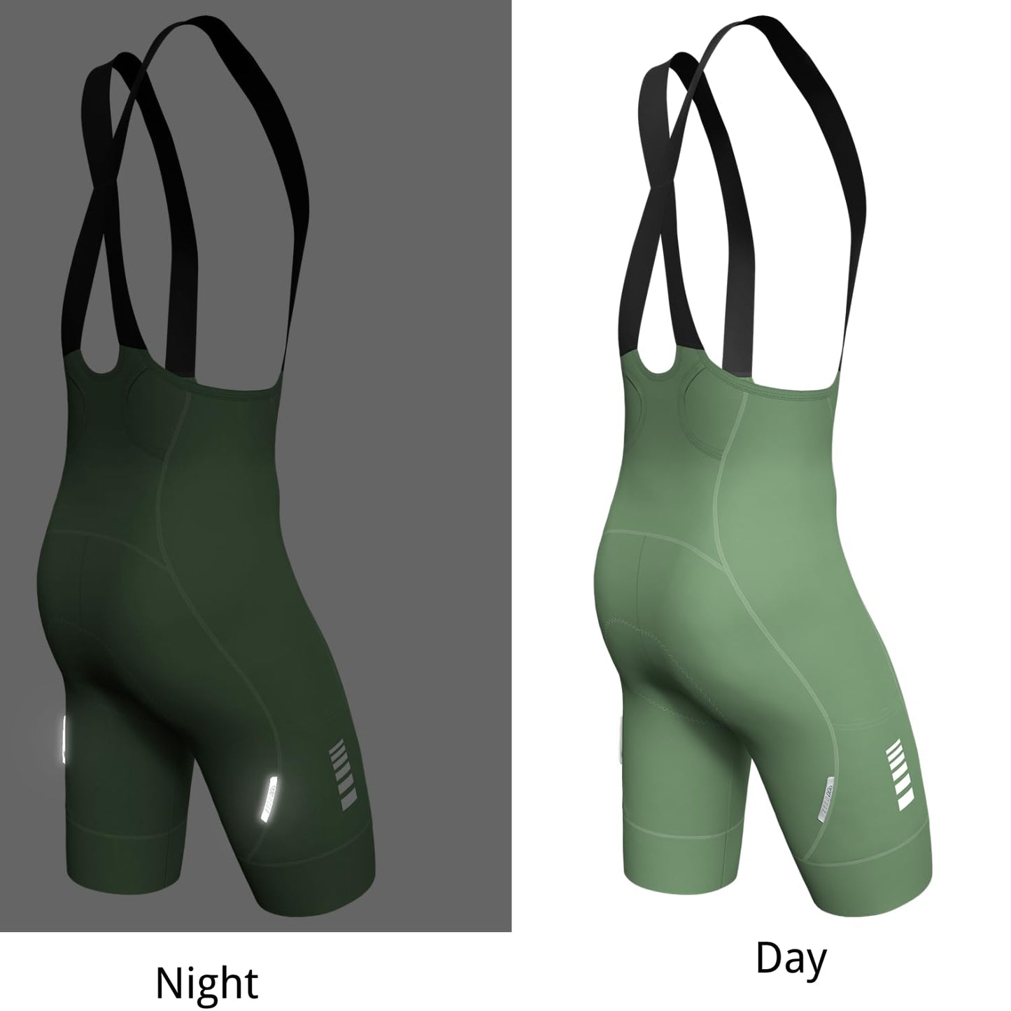 Lo.gas Mens Cycling Bibs Shorts 3D Padded Bike Shorts High Stretch Quick-Dry 3 Pockets & 2.56 Inch Non-Slip Leg Grippers Grass Green L
