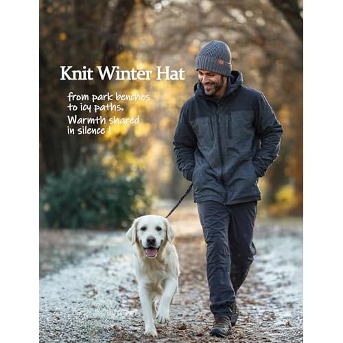 Winter Beanies Hats for Men, Knit Fleece Beanie Skull Caps, Mens Toboggans Ribbed Cuffed Stocking Hat