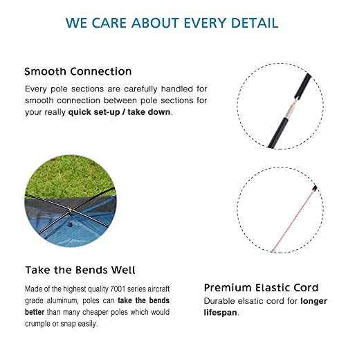 Aluminum Tent Poles Replacement, Fits Both Female and Male Ends, Lightweight Tent Pole Repair Kit, 7001 Aluminum Alloy T6 Heated