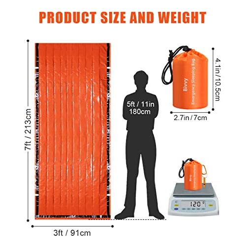 Timok Emergency Sleeping Bags Thermal-Emergency-Blankets?Ultralight Space Blankets Survival Waterproof Bivy Sack Multi-Purpose Survival Gear for Hiking, Camping, First Aid Kits, Outdoor Survival Gear