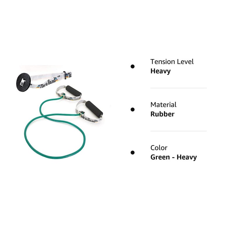 THERABAND Resistance Tubing with Soft Handles, Green, Heavy Level, 48" Latex Stretch Resistance Bands for Exercise, Professional Workout Bands for Upper & Lower Body, Color-Coded Levels