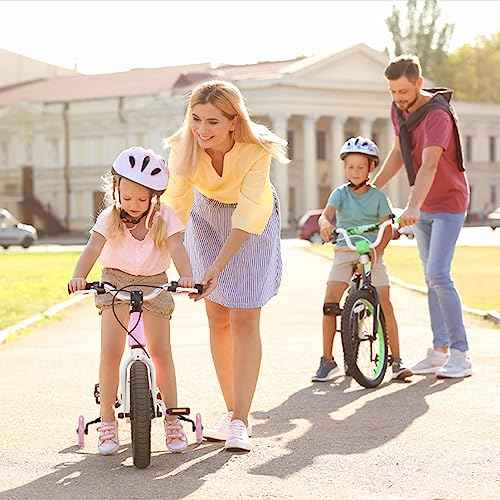 Training Wheels for Bike,Compatible for Bikes of 12/14/16/18/20 Inch,Flash Mute Wheel,1 Pair,PINK