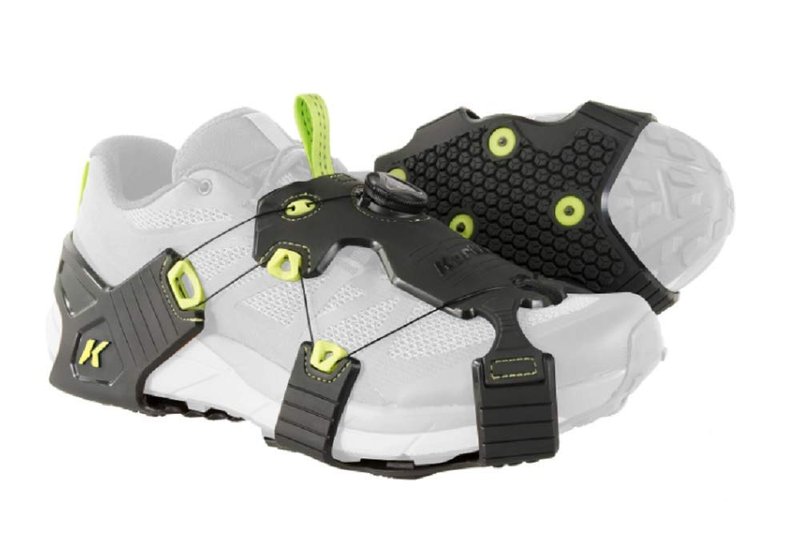 Korkers Ice Runner Ice Cleats - Lightweight and Durable - 22 Replaceable Carbide Spikes - Black/Green - Small