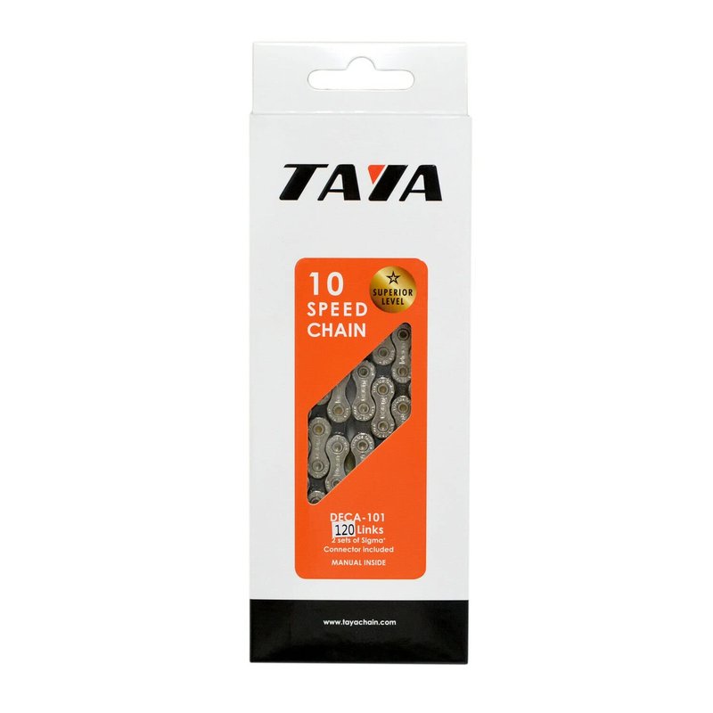 TAYA DECA-101 10 Speed Chain 120 Link w/Connector Link, Silver/Black, TA2581