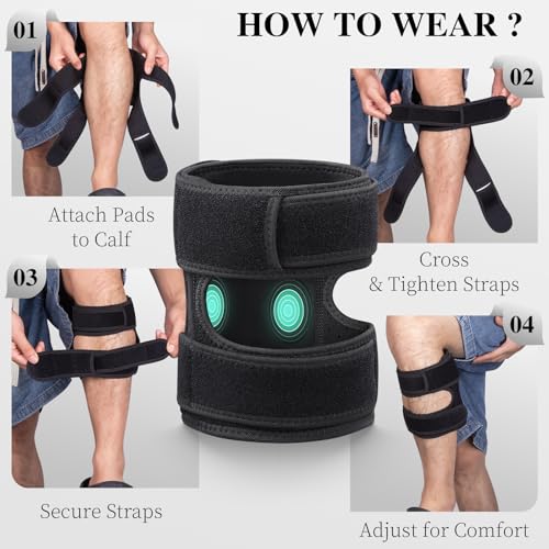 Sciatica Pain Relief Devices Brace, Sciatic Nerve Knee Brace with Dual Adjustable Pressure Pads Targeted Compression, Sciatic Ease Calf Brace for Lower Back Pain Relief, Fits for Men and Women