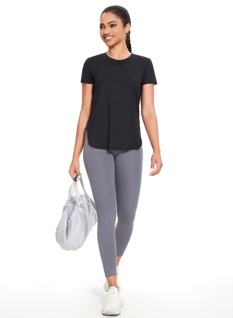 Cosy Pyro 4-Pack Workout Tops for Women UPF 50+ Yoga Shirts Short Sleeve Athletic T-Shirts Quick Dry Running Gym Tee Black/Gray/White/Army L