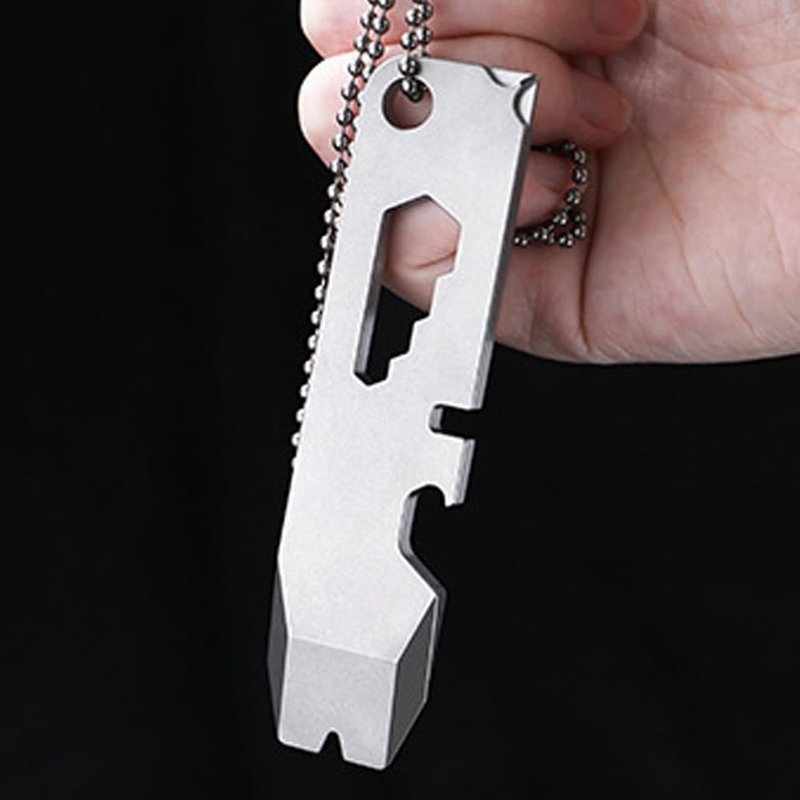Epichao Titanium Mini EDC Keychain Pry Bar with Bottle Opener Portable Multi Outdoor Emergency Tool
