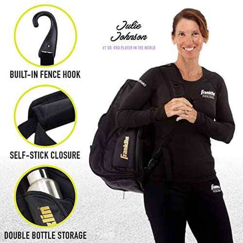 Franklin Sports Pickleball Bags - Sling Bag - Duffle Bag - Backpack for Paddles, Pickleballs + Accessories - Elite Nylon Fabric - Pickleball Equipment Bag for Men + Women - Black