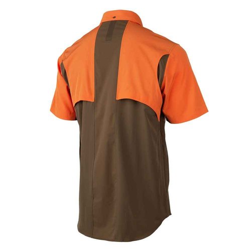 Beretta Men's TKAD Flex Breathable Lightweight Button-Down Outdoor Casual Active Tactical Short Sleeve T-Shirt, Tobacco and Blaze Orange, Medium