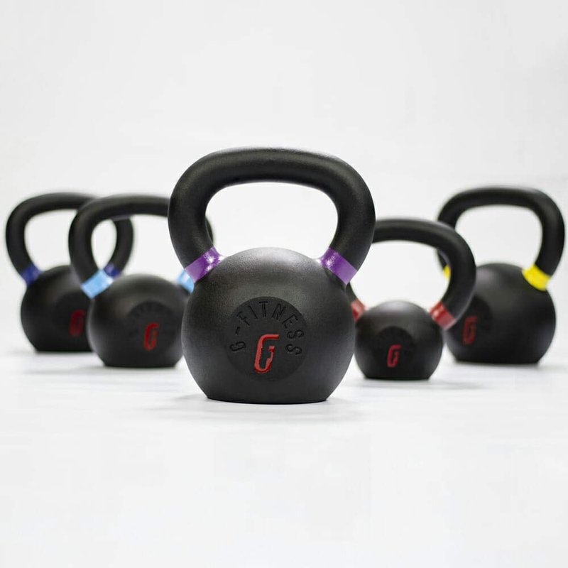 Gfitness Kettlebell Weights Comfortable Grip Wide Handle | Portable Weight Grip Travel Workout, Home Gym Equipment Tool | Multifunctional Weightlifting for Men & Women, Black 26lb