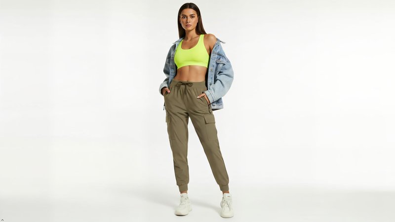 Womens Cargo Hiking Pants with Pocket - Lightweight Quick Dry Workout Joggers for Travel, Camping and Outdoor Wear(Light Beige M)