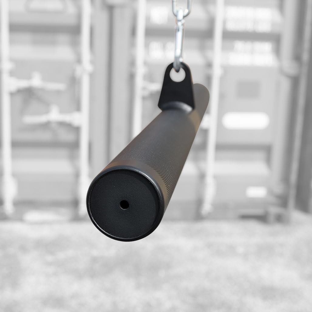 Body-Solid Tools (MB022FG) Fat Grip Straight Bar Cable Attachment for Biceps/Triceps Workout, Handle Bars for Rows and Curl Exercise, Home and Commercial Gym Attachments (Midnight Black)