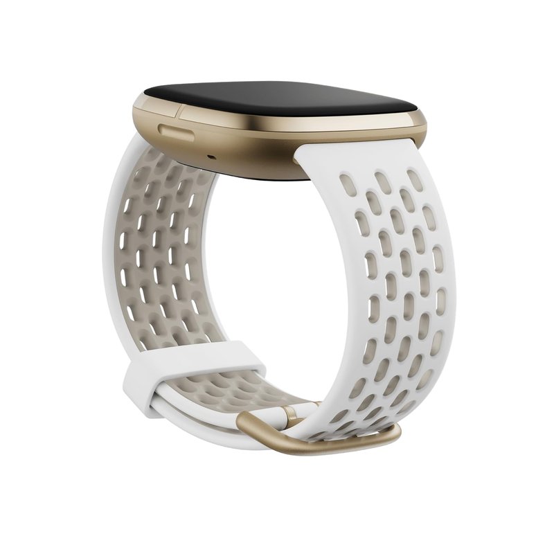 Fitbit Sense & Fitbit Versa 3 Accessory Band, Official Fitbit Product, Sport, White/Lunar White, Large