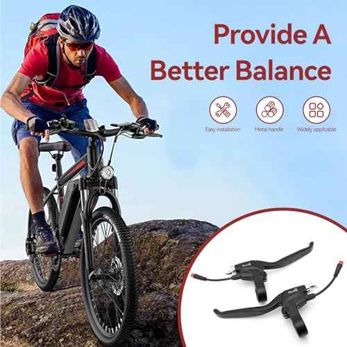 Waterproof 2 Wires Left & Right E-Bike Brake Lever, Electronic Brake Lever Handle Bar Grips E-Bike Replacement Parts for Electric Bicycle E-Bike Scooter